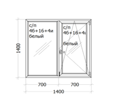 Окно WHS 60 (четырех-камерный профиль) 1400x1400 мм (с/п 4б+16+4и)